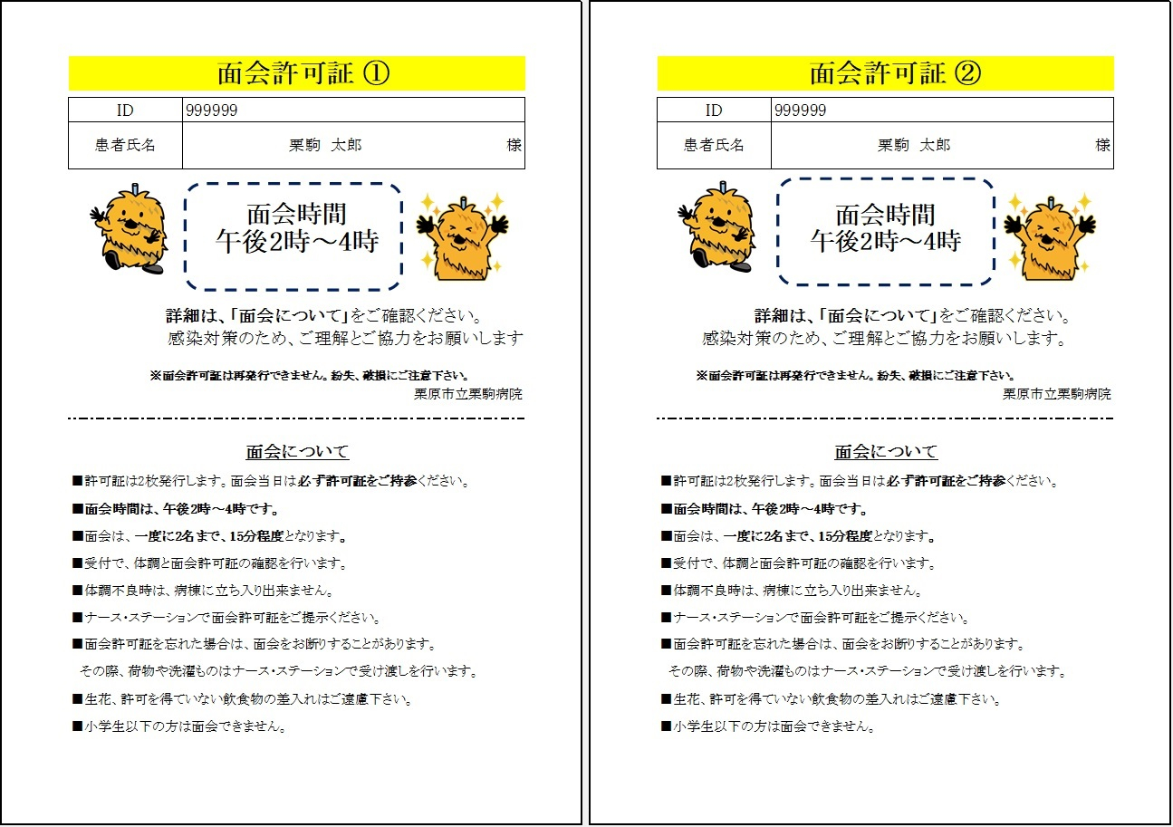 サンプル面会許可証